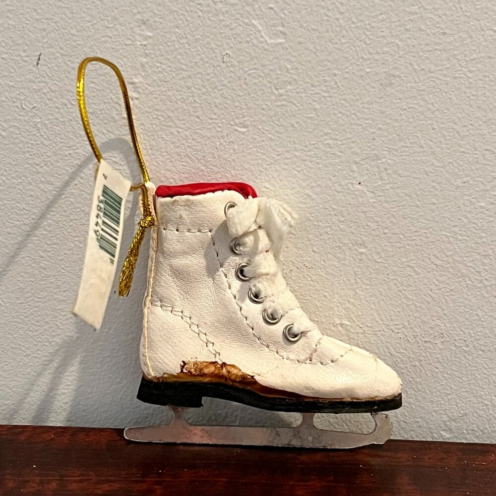 Figure Skate Ice Skate White Christmas Ornament Decoration Holiday